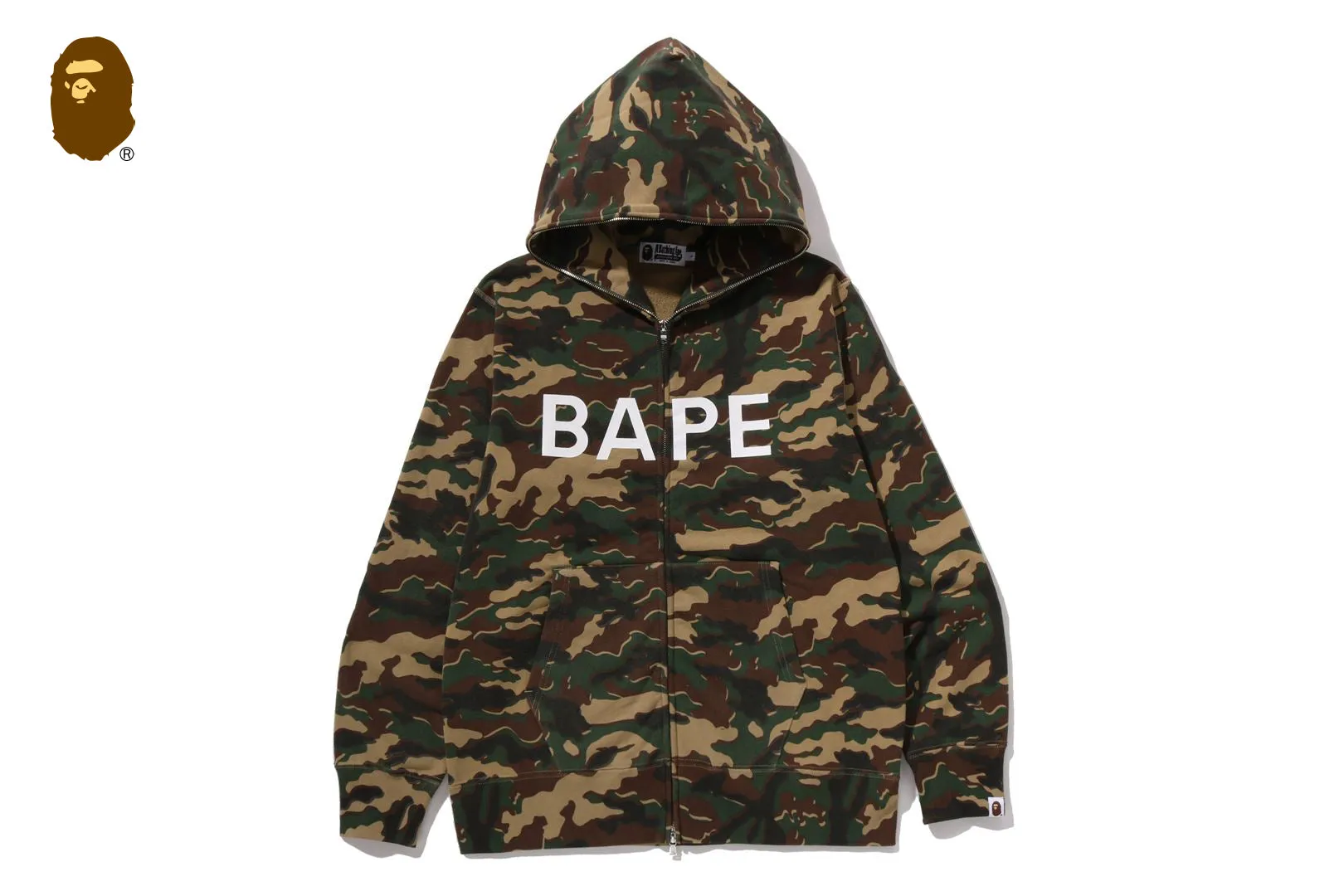 GLITCH WOODLAND CAMO FULL ZIP HOODIE sold by Bape