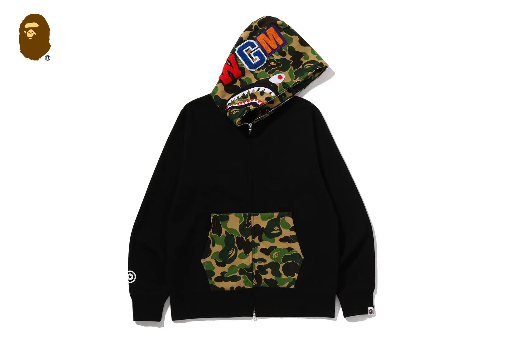 ABC CAMO SHARK FULL ZIP HOODIE sold by Bape
