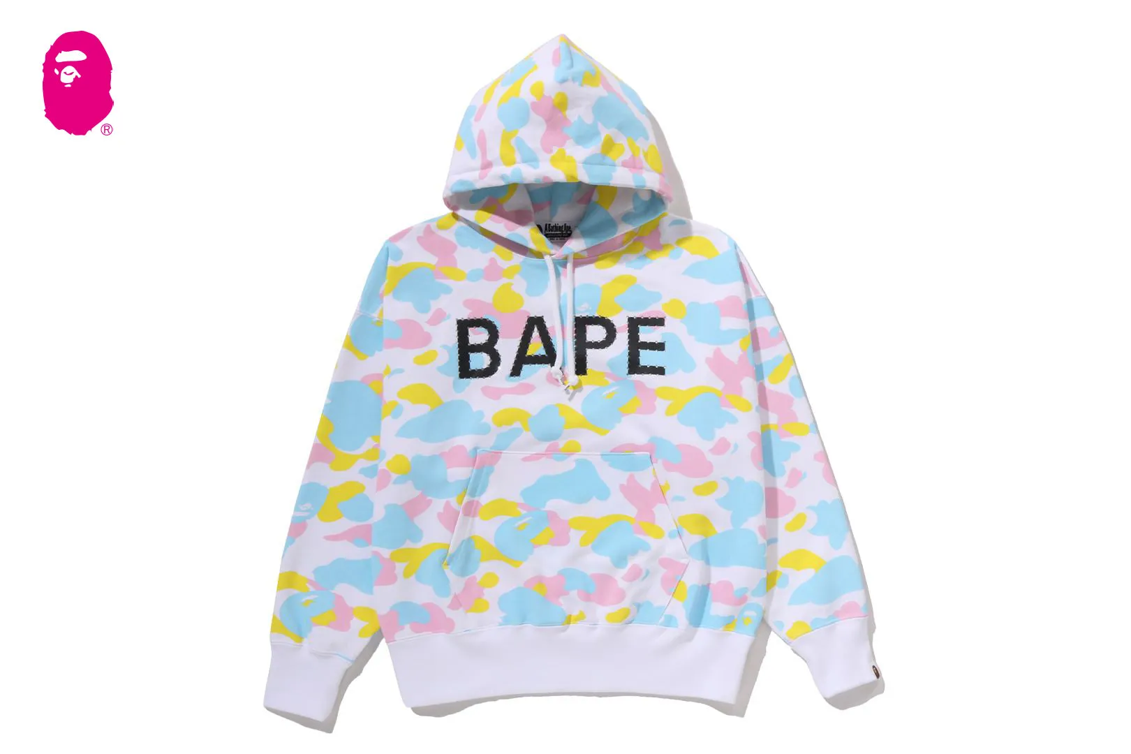 NEW MULTI CAMO LOGO OVERSIZED PULLOVER HOODIE sold by Bape