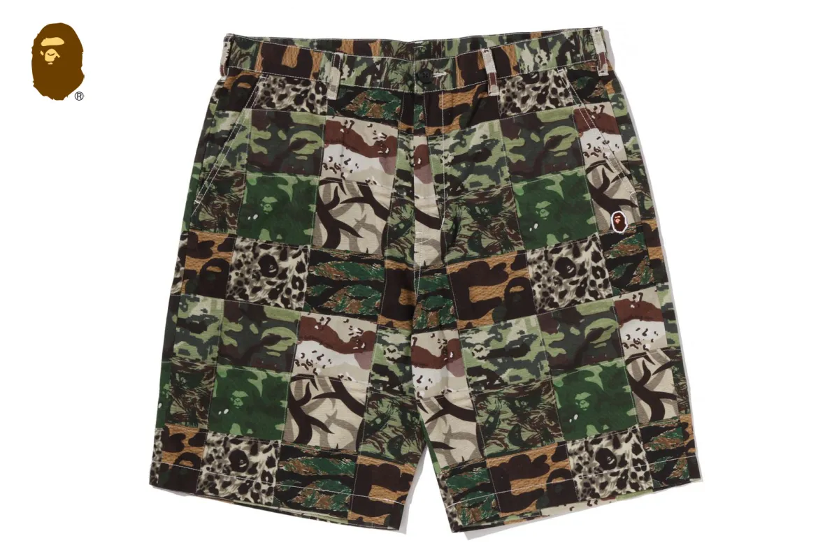 CAMO PATCHWORK SHORTS made by Bape