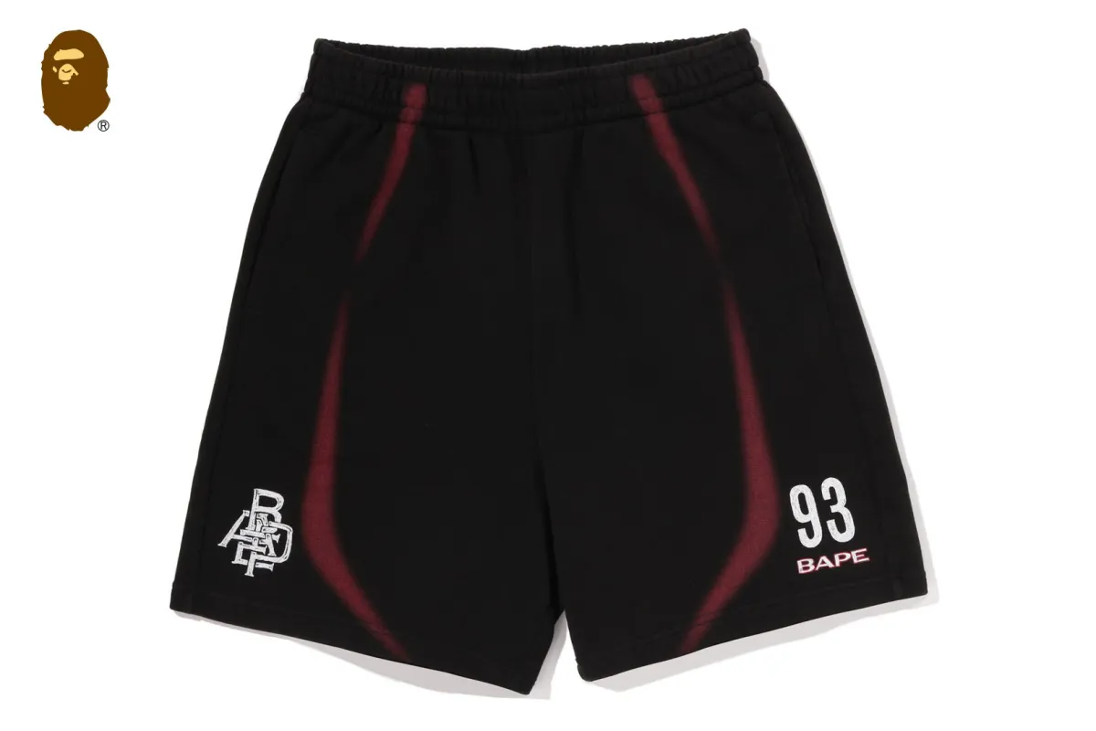 HEAVY WASH HAND DRAW FOOTBALL LOGO RELAXED FIT SWEAT SHORTS made by Bape