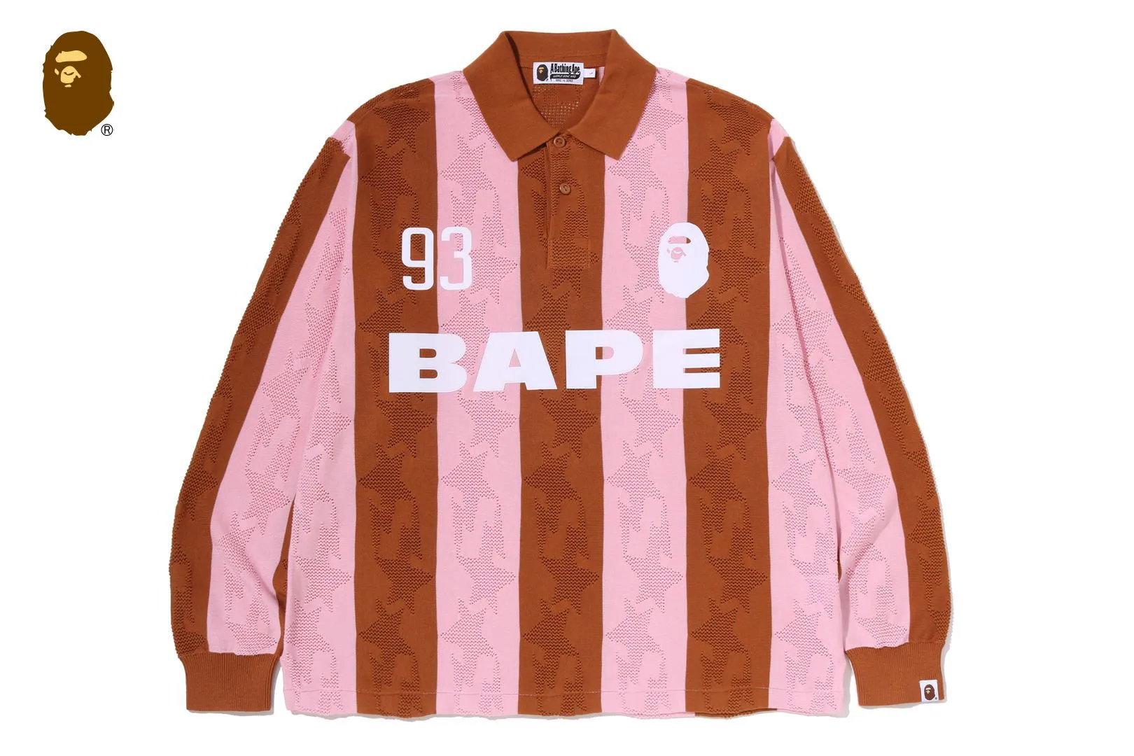 STA STRIPE PATTERN JACQUARD MULTI LOGO RELAXED FIT LS TEE sold by Bape