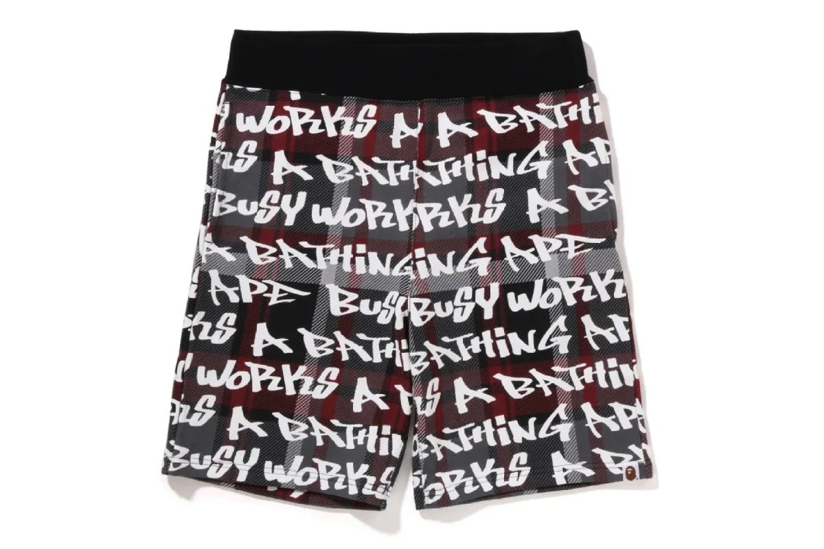 BAPE GRAFFITI CHECK SWEAT SHORTS sold by Bape
