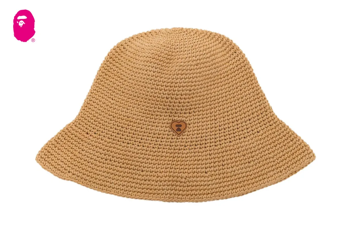 HEART BADGE CROCHETED HAT made by Bape
