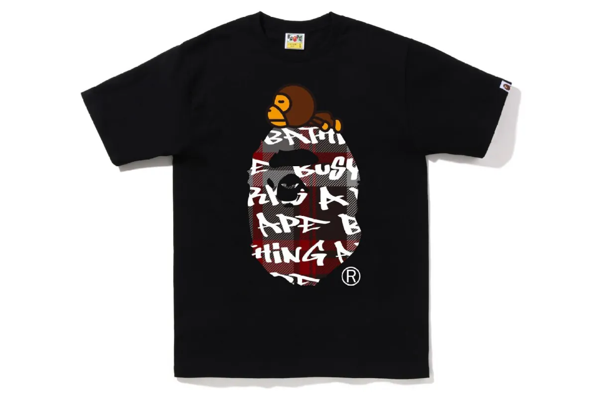 BAPE GRAFFITI CHECK MILO ON BIG APE TEE sold by Bape