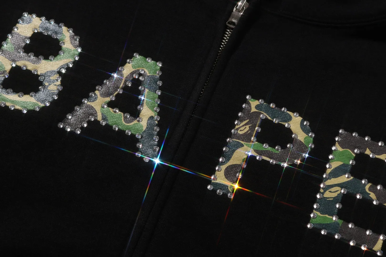ABC CAMO CRYSTAL LOGO WIDE ZIP HOODIE sold by Bape product image thumbnail 3