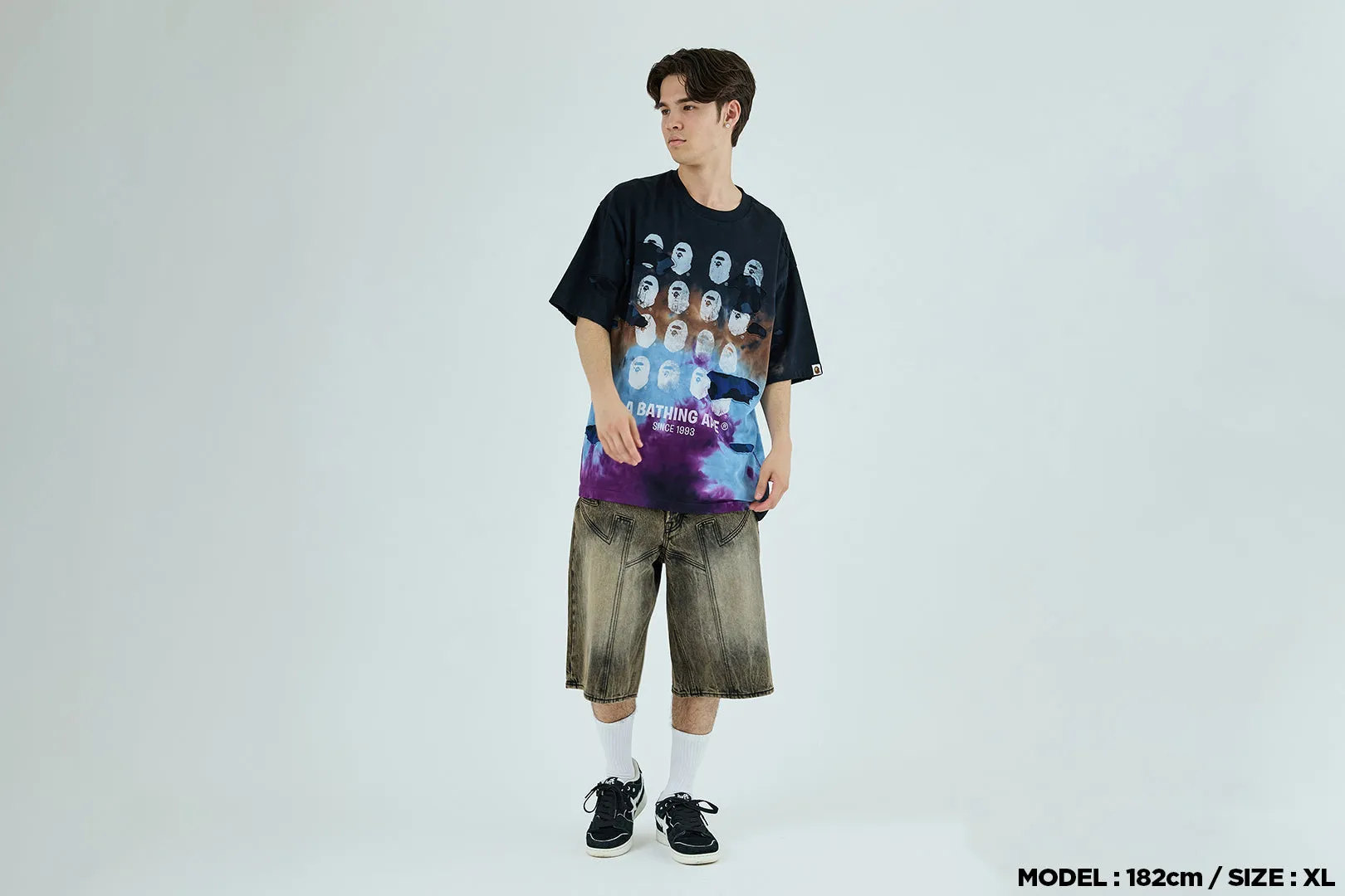 COLOR CAMO TIE DYE DESTROYED MULTI LOGO RELAXED FIT TEE sold by Bape product image thumbnail 4