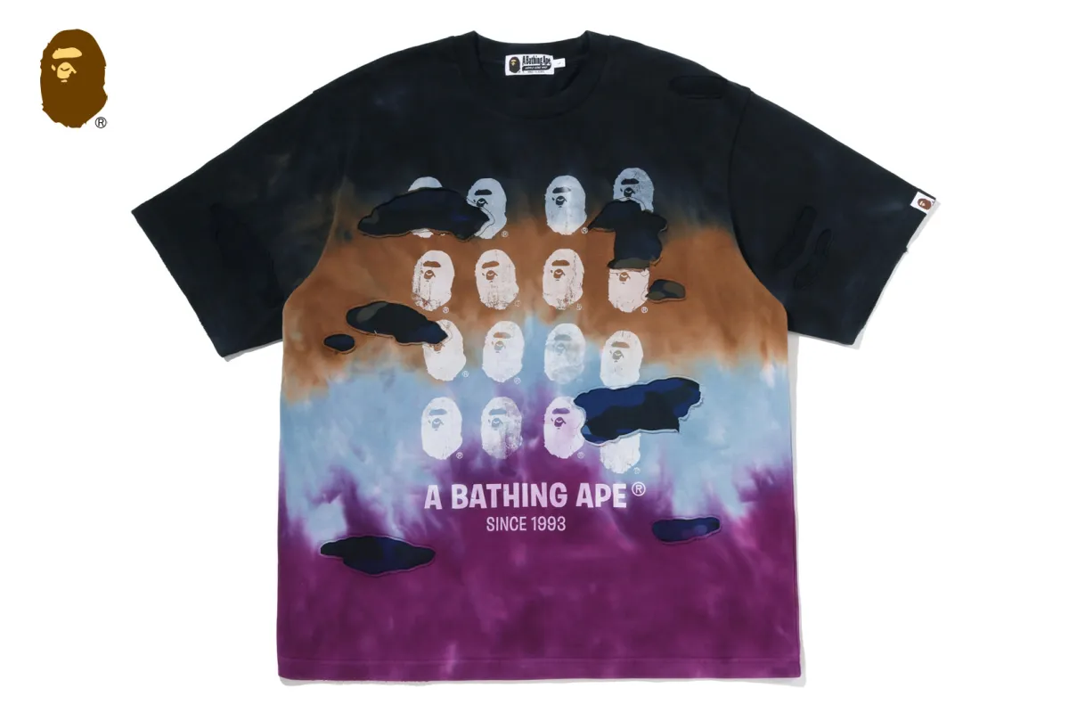 COLOR CAMO TIE DYE DESTROYED MULTI LOGO RELAXED FIT TEE made by Bape