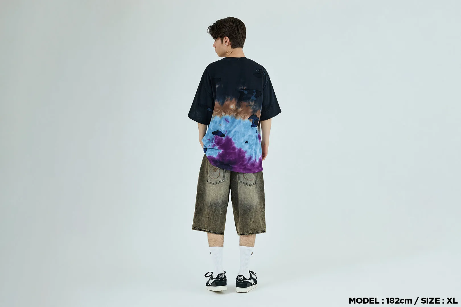 COLOR CAMO TIE DYE DESTROYED MULTI LOGO RELAXED FIT TEE sold by Bape product image thumbnail 5