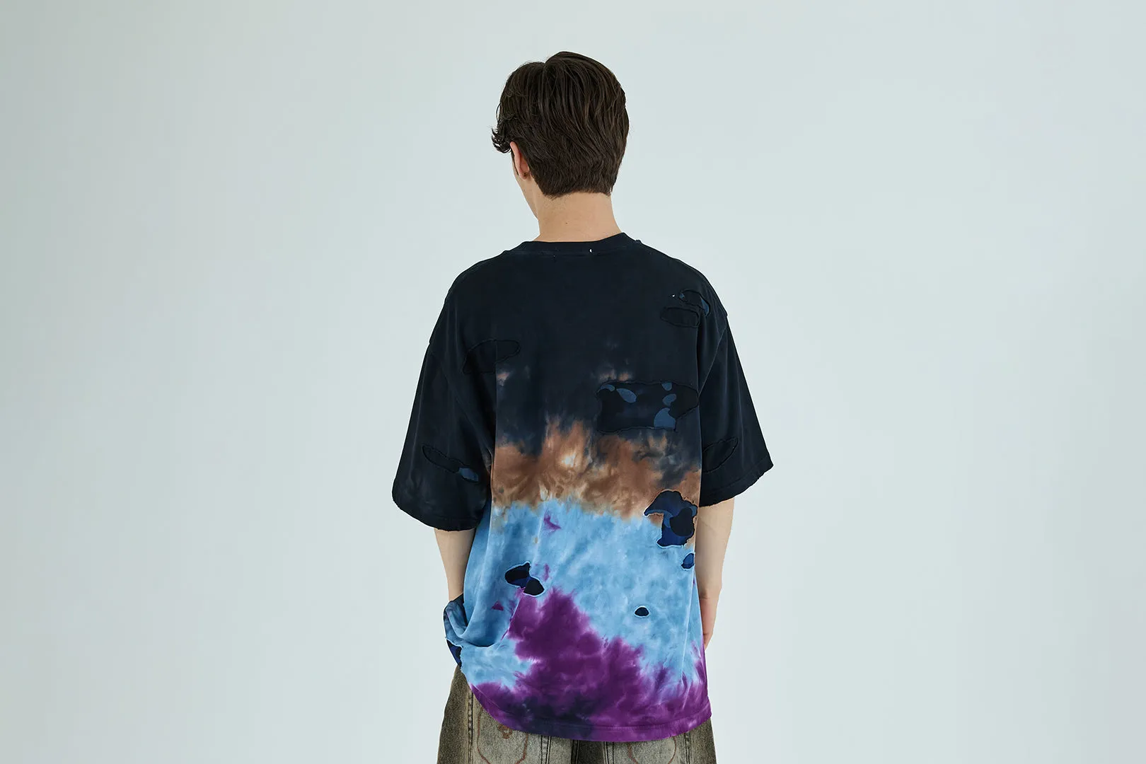 COLOR CAMO TIE DYE DESTROYED MULTI LOGO RELAXED FIT TEE sold by Bape product image thumbnail 3