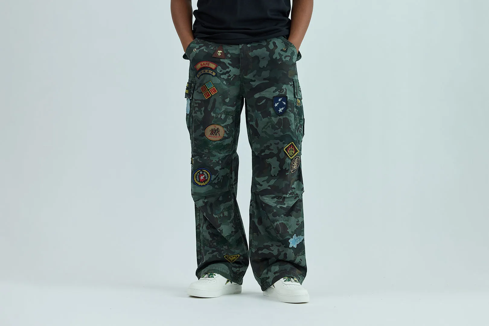 HYBRID CAMO MULTI BADGE CARGO PANTS sold by Bape product image thumbnail 2