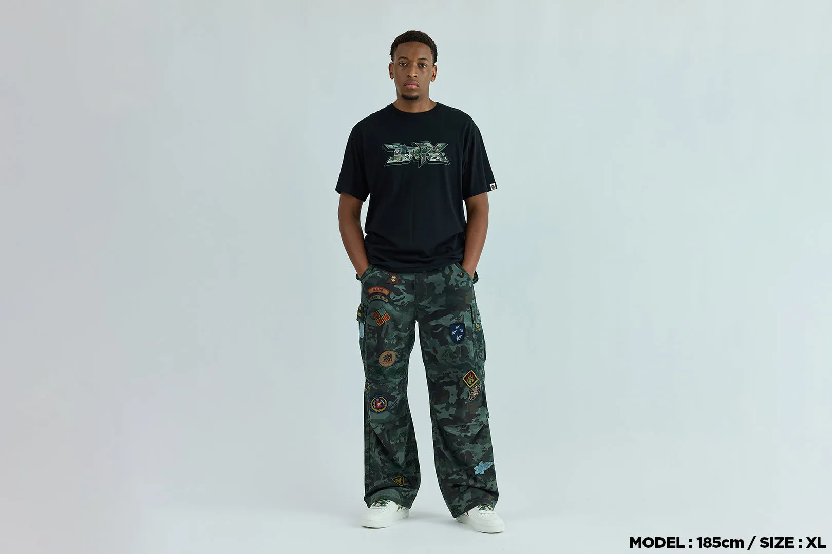HYBRID CAMO MULTI BADGE CARGO PANTS sold by Bape product image thumbnail 4