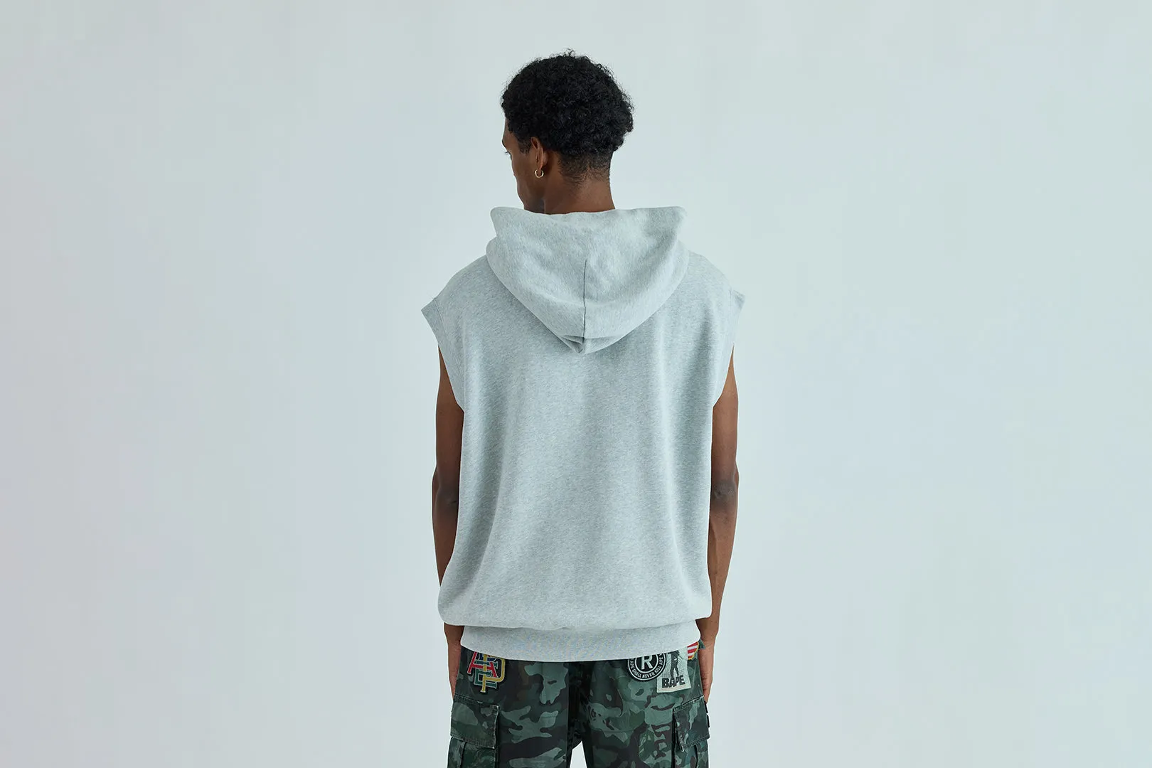 HEAVY WASHED RHINESTONE SLEEVELESS RELAXED FIT ZIP HOODIE sold by Bape product image thumbnail 3