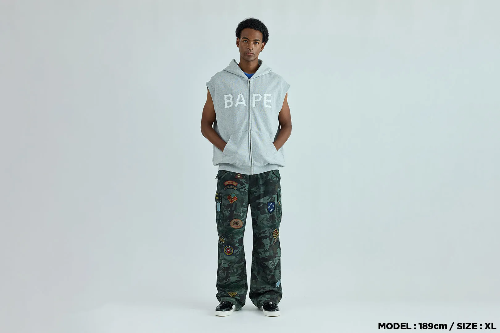 HEAVY WASHED RHINESTONE SLEEVELESS RELAXED FIT ZIP HOODIE sold by Bape product image thumbnail 4