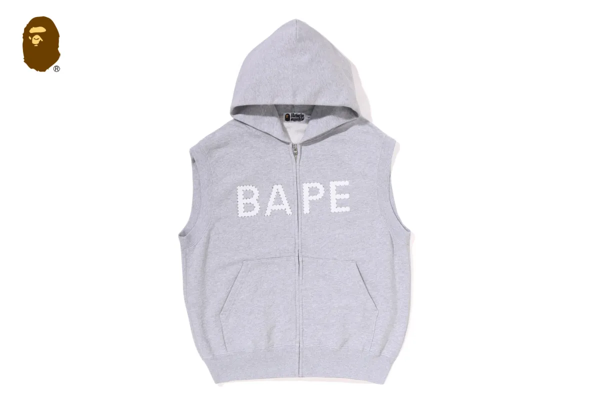 HEAVY WASHED RHINESTONE SLEEVELESS RELAXED FIT ZIP HOODIE made by Bape