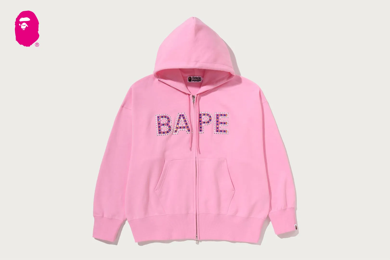 BAPE LOGO CRYSTAL STONES OVERSIZED ZIP HOODIE sold by Bape product image thumbnail 4