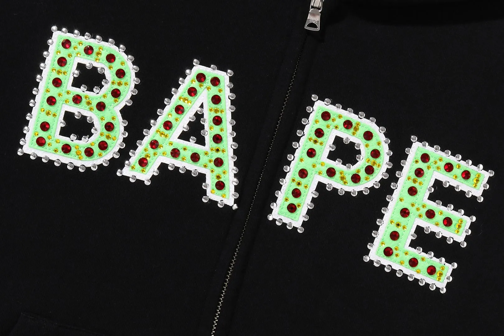 BAPE LOGO CRYSTAL STONES OVERSIZED ZIP HOODIE sold by Bape product image thumbnail 3