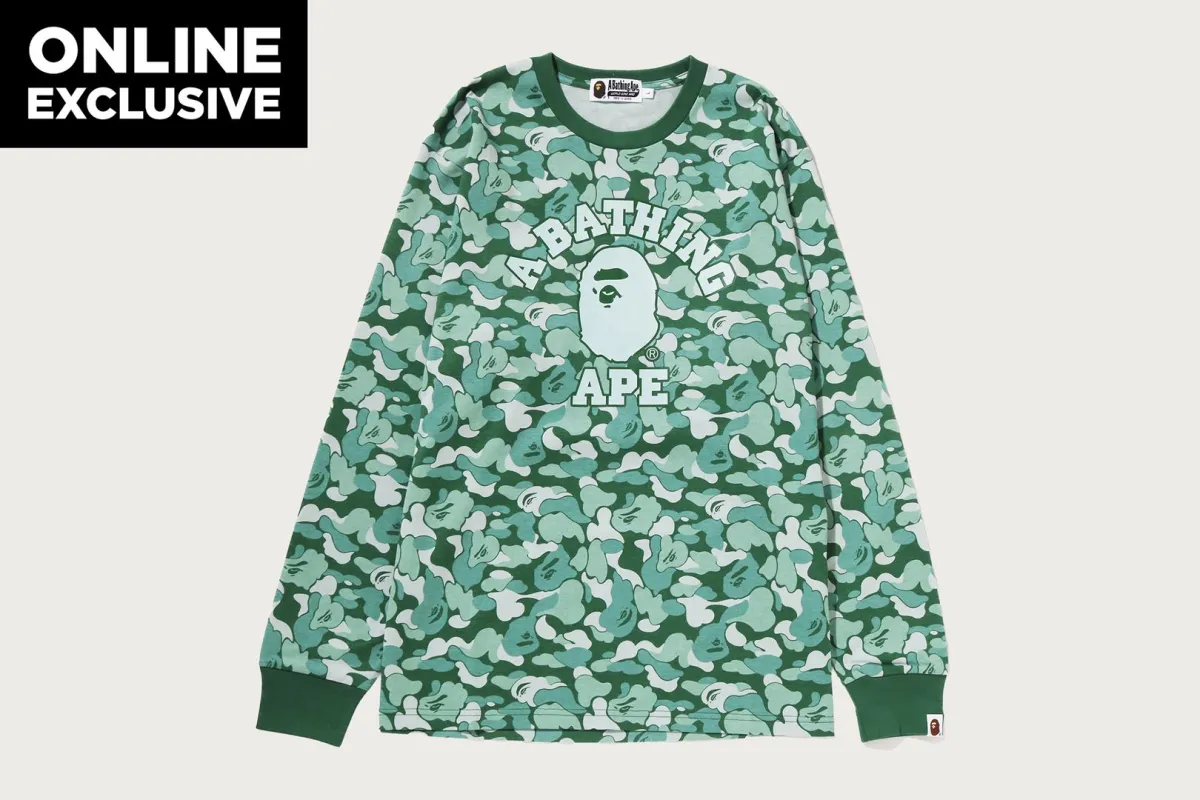 BAPE CARD CAMO COLLEGE LONG SLEEVE TEE BAPEC made by Bape