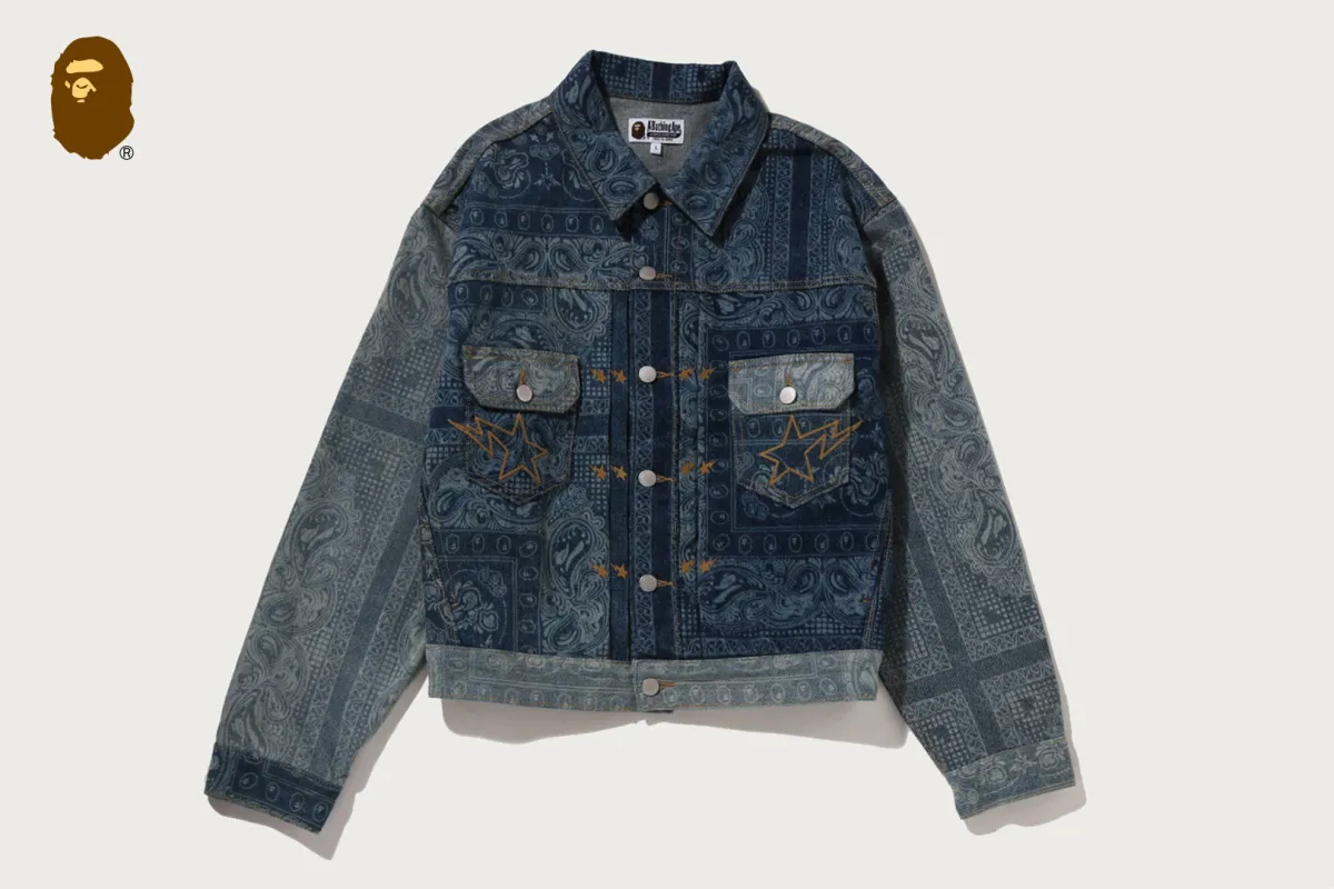 PAISLEY PATTERN DENIM TRUCKER JACKET made by Bape