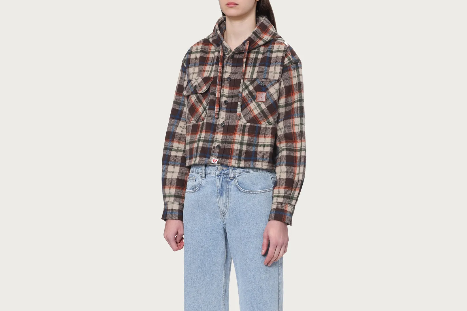 HEART PATCH FLANNEL CHECK HOODIE SHIRT sold by Bape product image thumbnail 3