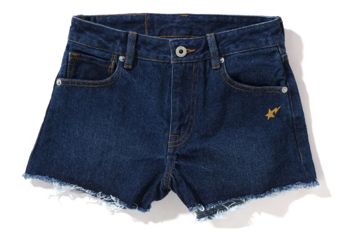 APE HEAD STITCHED DENIM SHORTS made by Bape