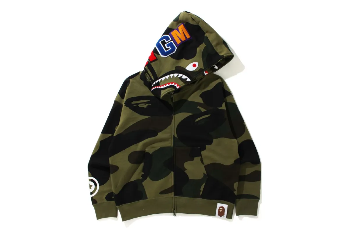 GIANT 1ST CAMO SHARK LOOSE FIT FULL ZIP HOODIE sold by Bape