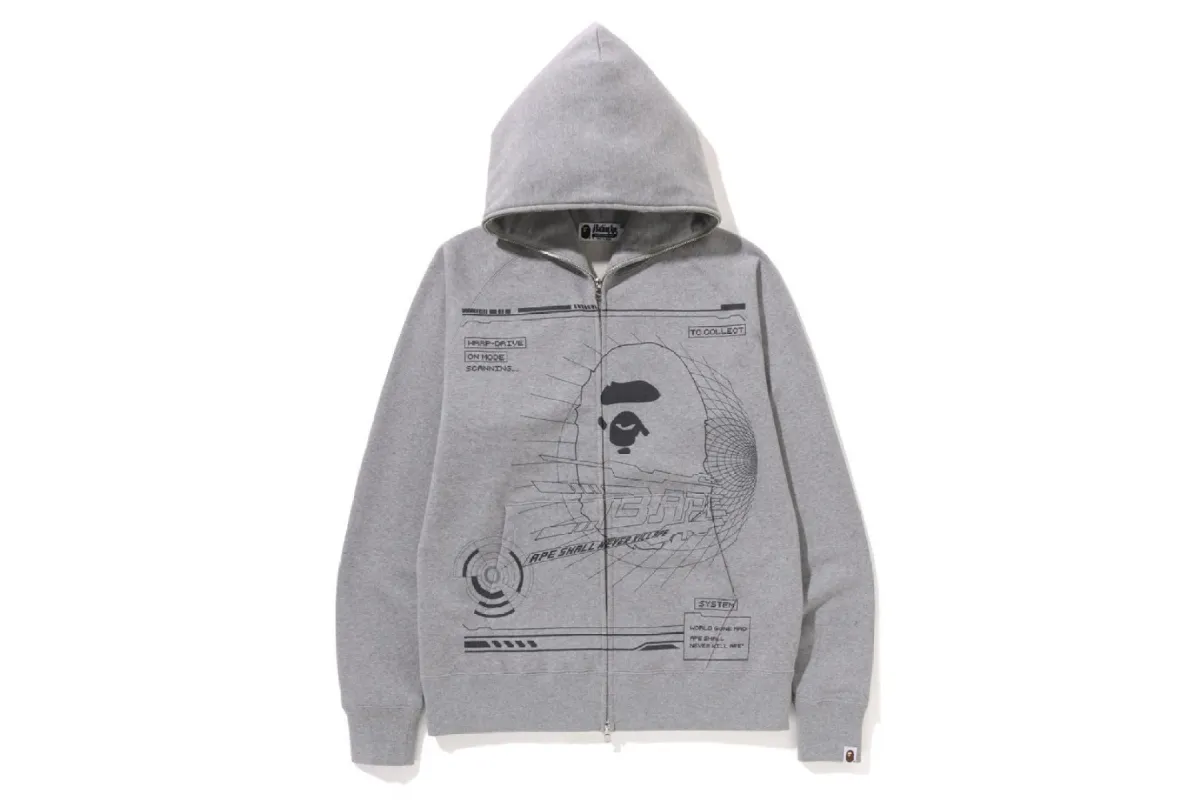 BAPE OVERPRINTED FULL ZIP HOODIE sold by Bape