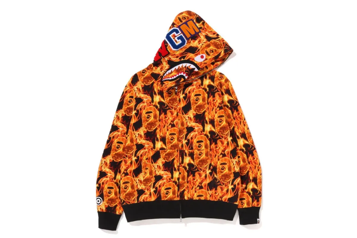 BAPE FLAME SHARK FULL ZIP HOODIE sold by Bape