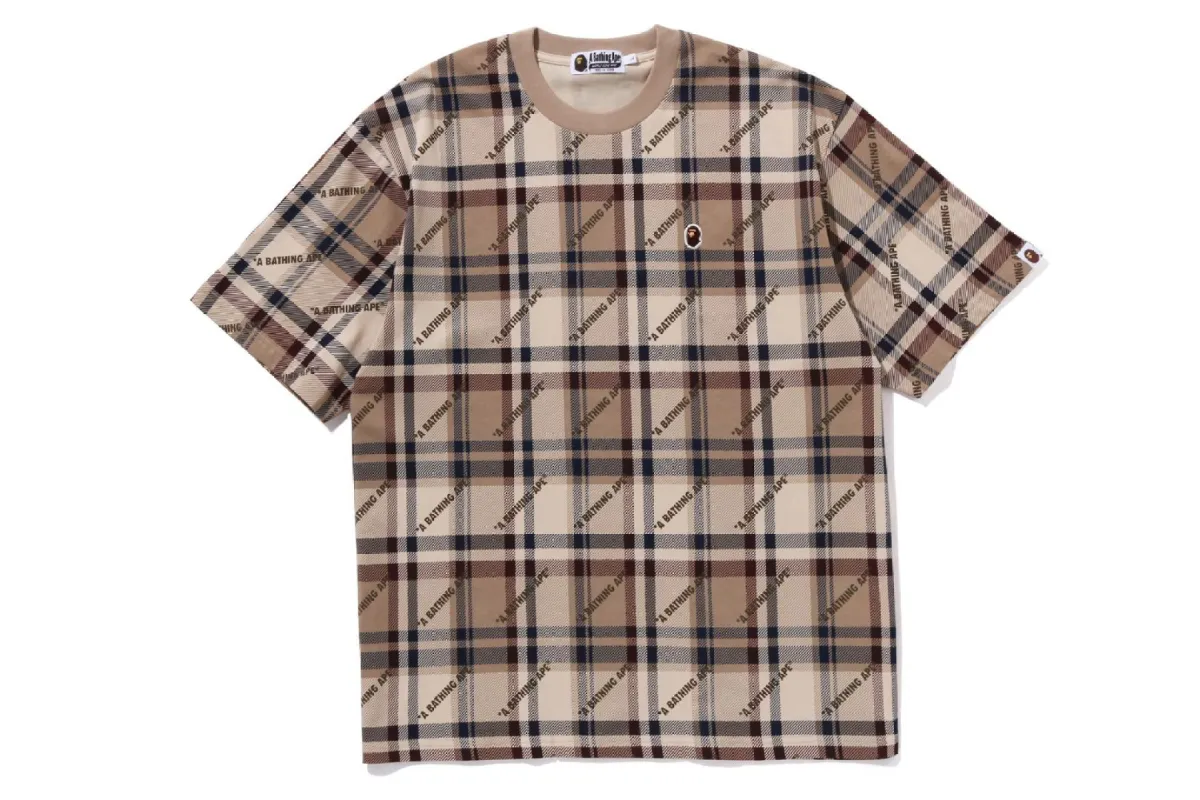 A BATHING APE LOGO CHECK PATTERN  TEE sold by Bape