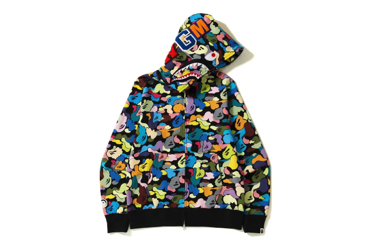 MULTI CAMO SHARK FULL ZIP HOODIE sold by Bape