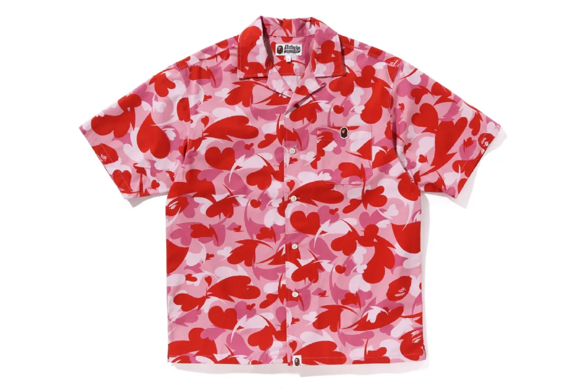 HEART CAMO ONE POINT OPEN COLLAR SHIRT sold by Bape