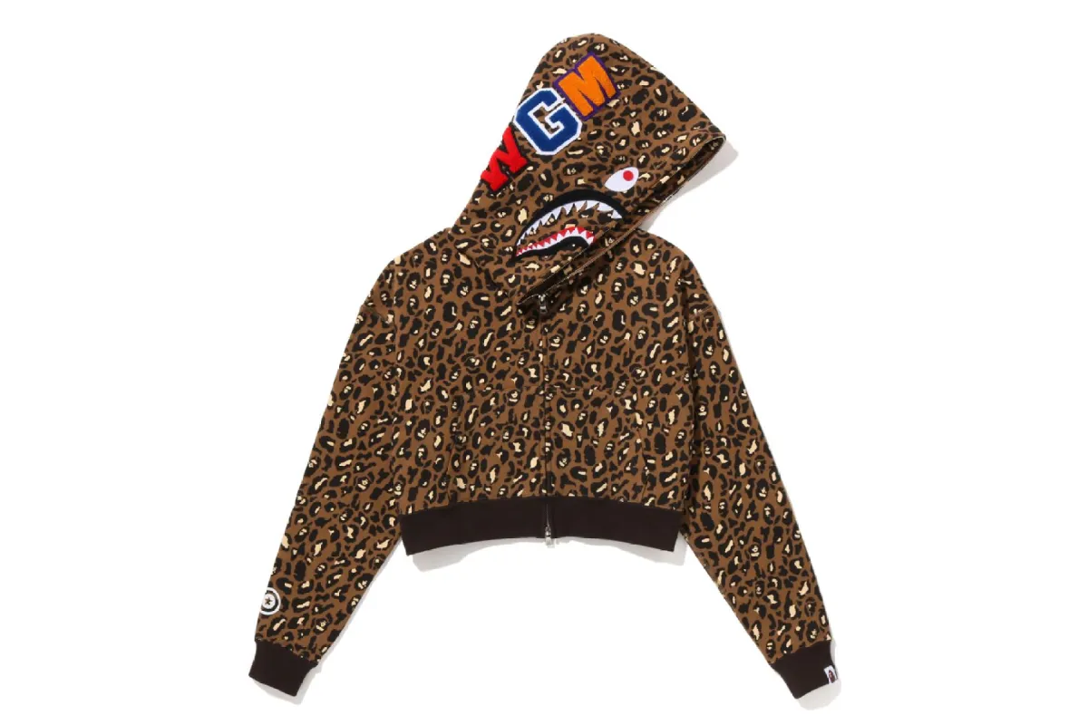 LEOPARD CROPPED SHARK FULL ZIP HOODIE sold by Bape