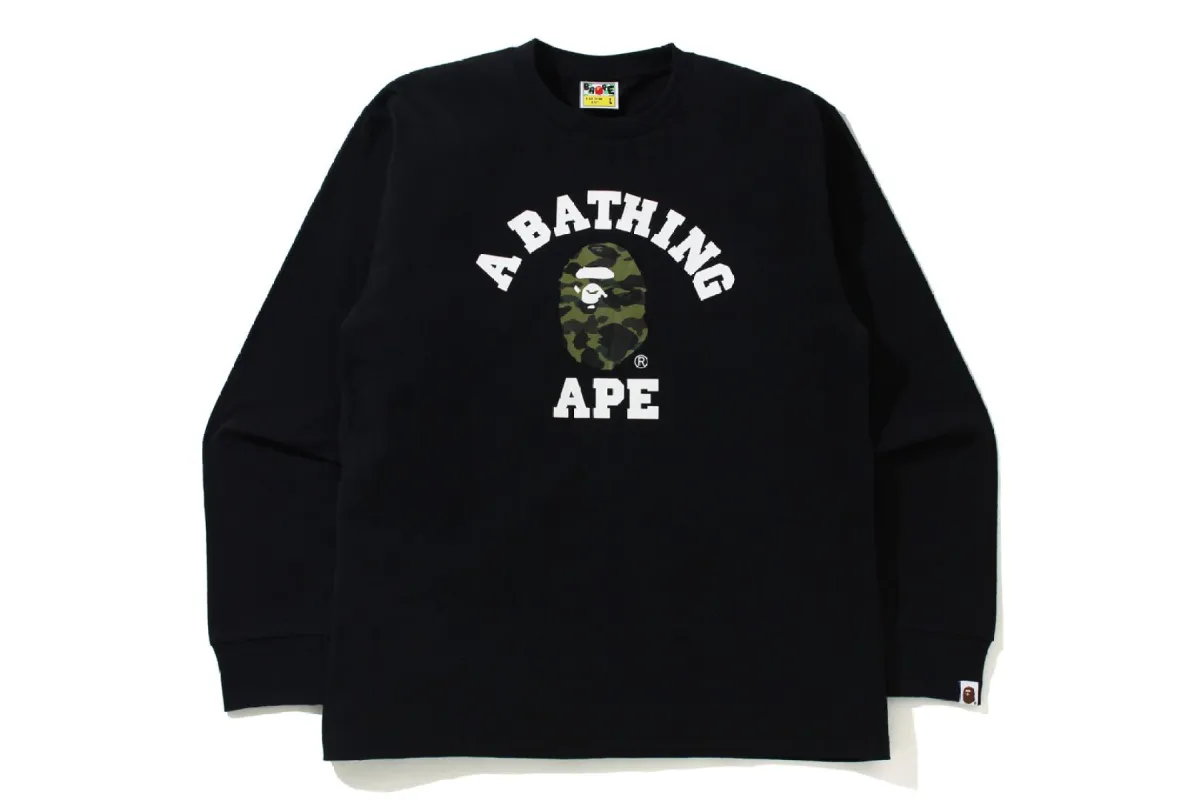 1ST CAMO COLLEGE L/S TEE sold by Bape