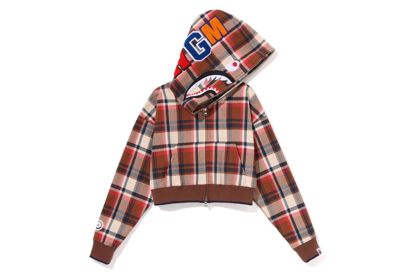 BAPE CHECK CROPPED SHARK FULL ZIP HOODIE sold by Bape
