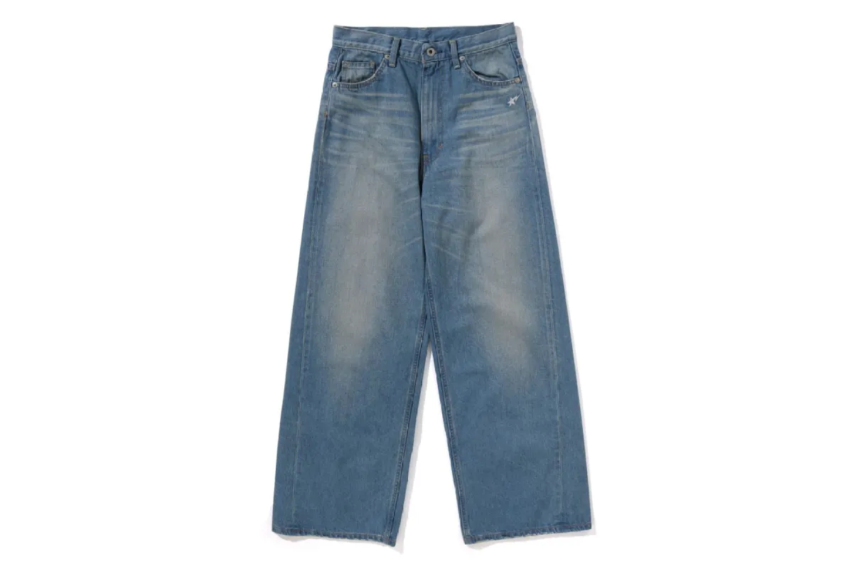 STONE WASHED DENIM PANTS sold by Bape