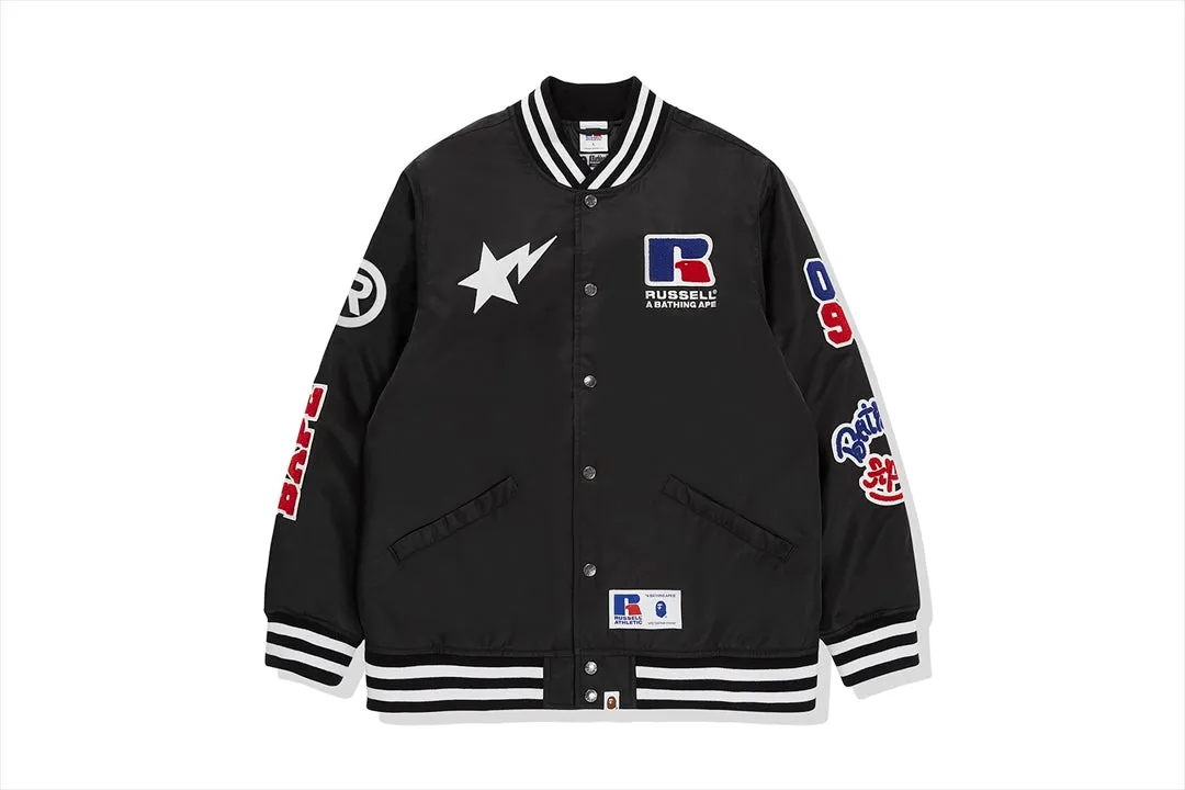 【 BAPE X RUSSELL 】COLLEGE VARSITY JACKET sold by Bape