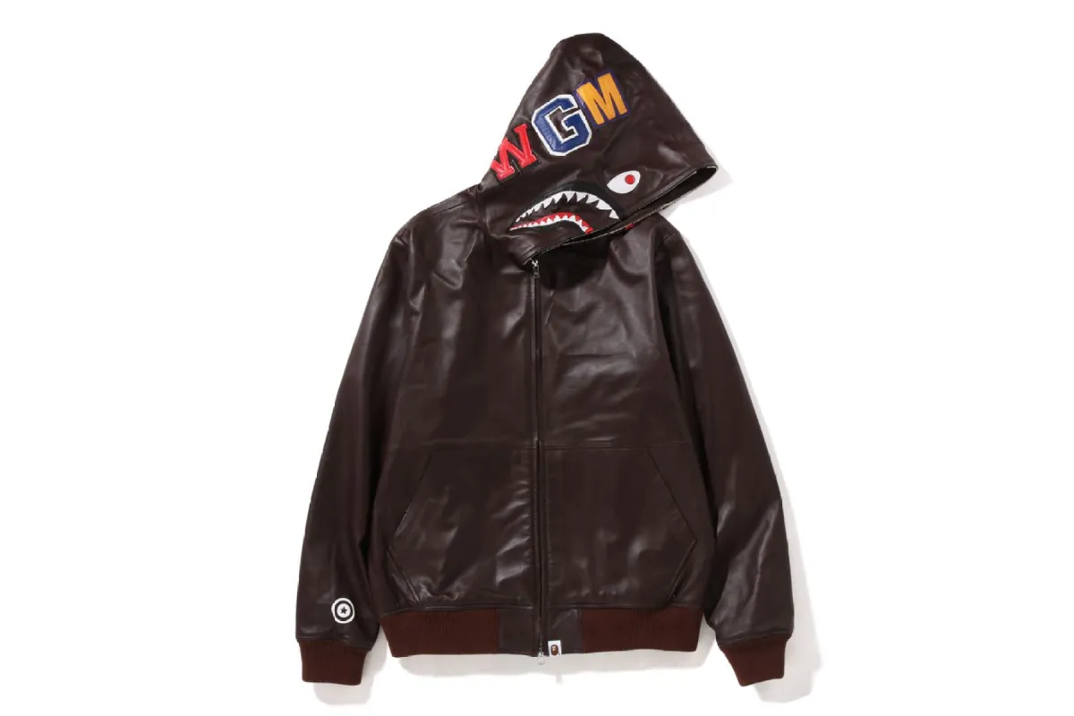 LEATHER SHARK FULL ZIP JACKET sold by Bape