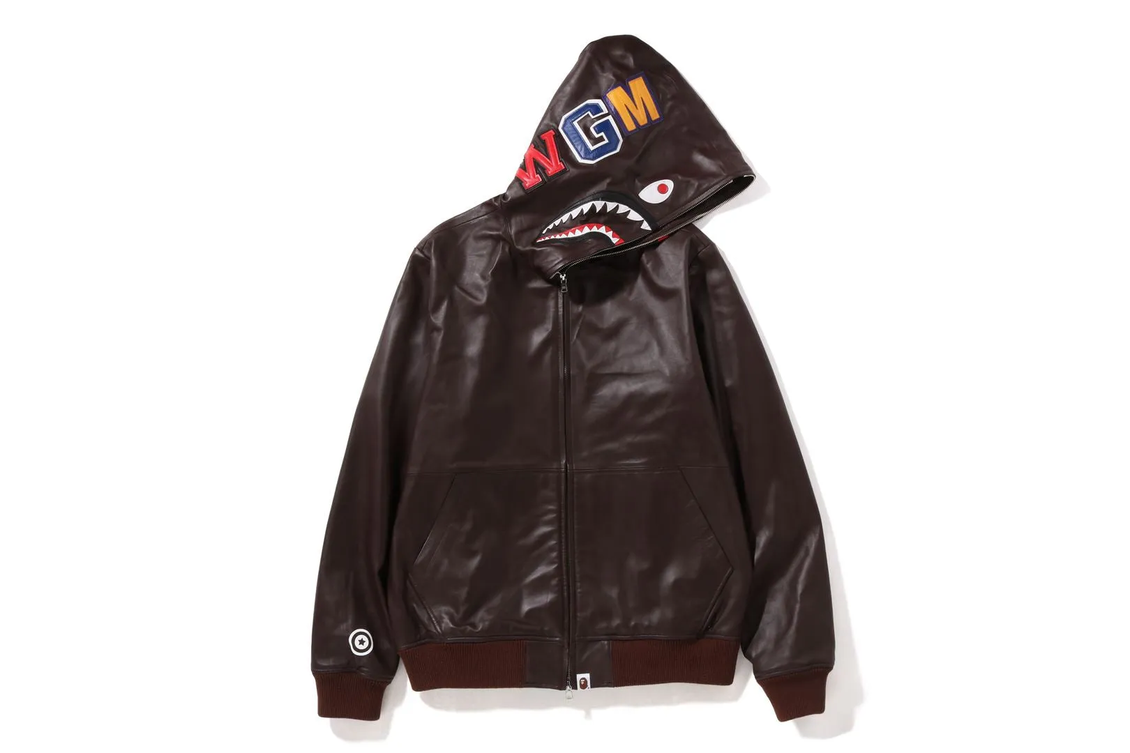 LEATHER SHARK FULL ZIP JACKET sold by Bape