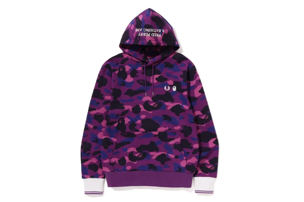 【 BAPE X FRED PERRY 】COLOR CAMO PULLOVER HOODIE sold by Bape