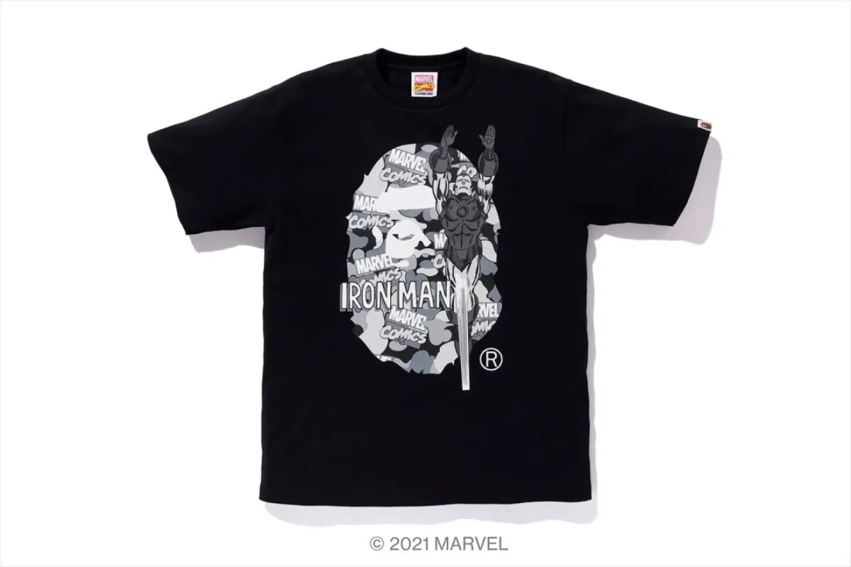 【 BAPE X MARVEL 】CAMO IRON MAN EX TEE sold by Bape