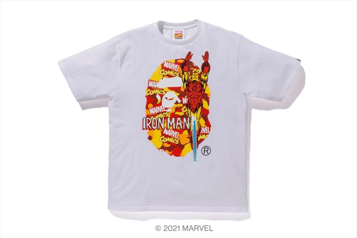 【 BAPE X MARVEL 】CAMO IRON MAN TEE sold by Bape