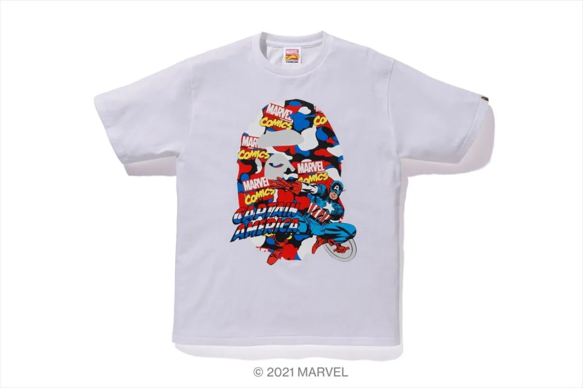 【 BAPE X MARVEL 】CAMO CAPTAIN AMERICA TEE sold by Bape