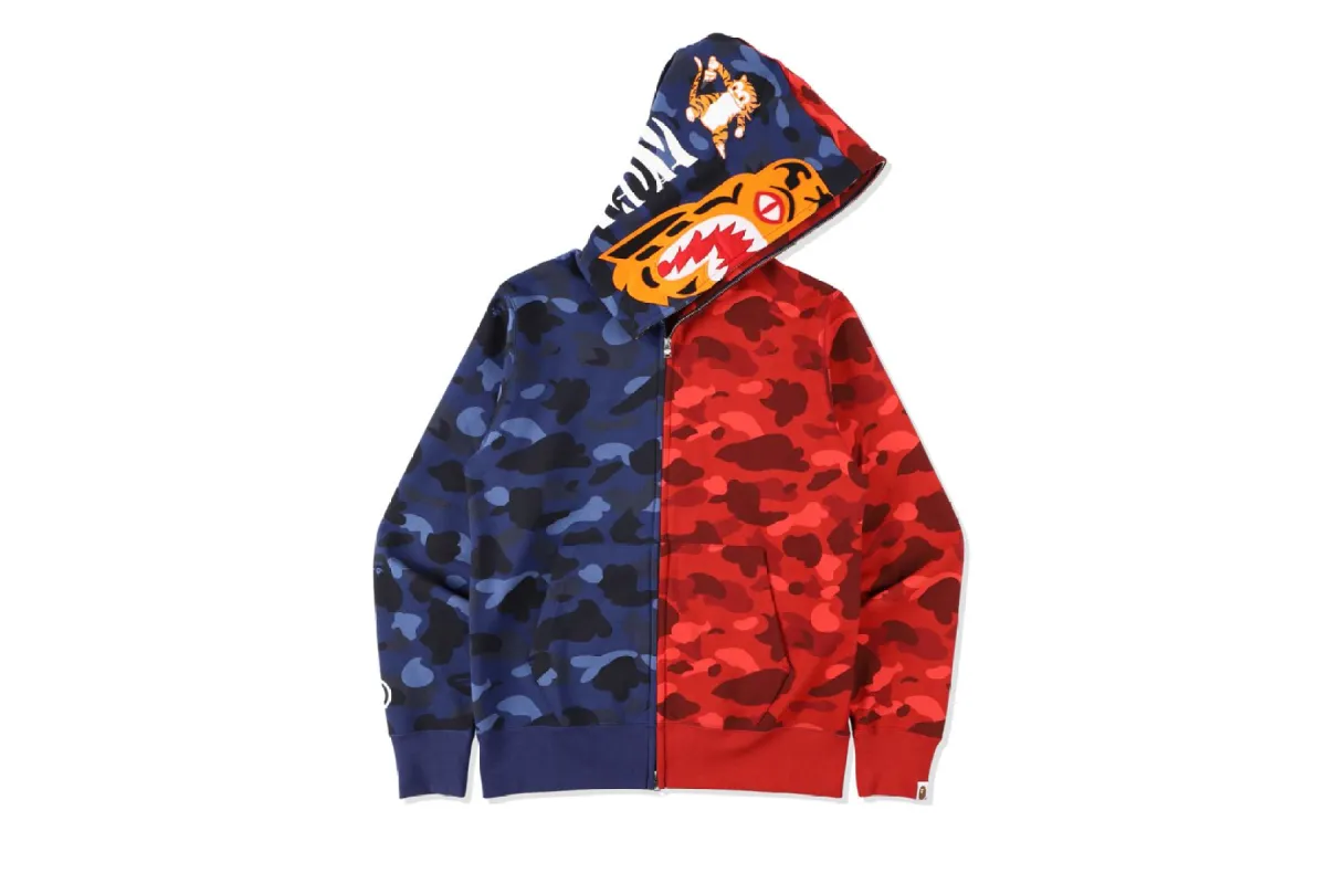 COLOR CAMO TIGER SHARK HALF FULL ZIP HOODIE sold by Bape