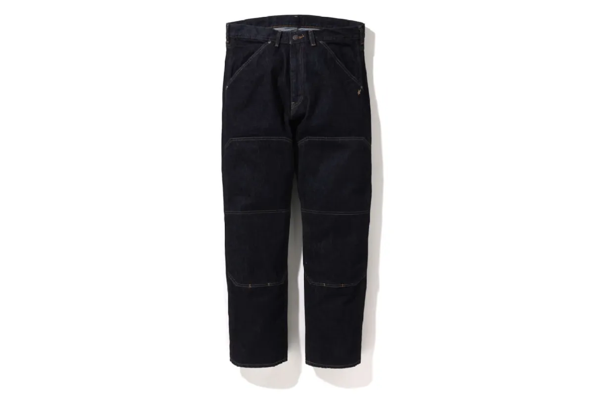 DOUBLE KNEE LOOSE FIT DENIM PANTS sold by Bape