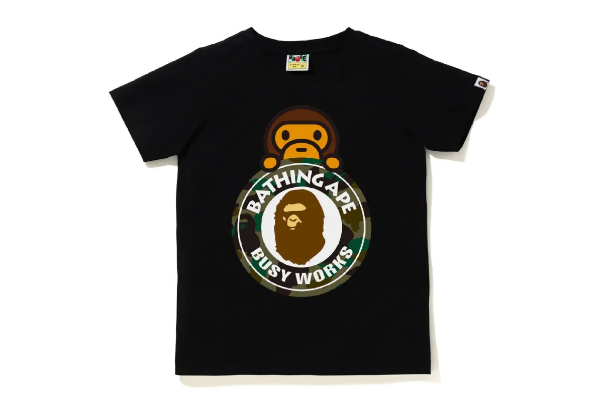 1ST CAMO MILO ON BUSY WORKS TEE sold by Bape