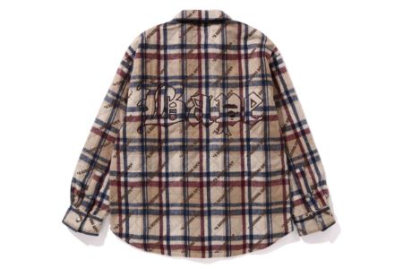 A BATHING APE LOGO CHECK PATTERN  PADDED FLANNEL SHIRT JACKET sold by Bape