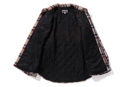 A BATHING APE LOGO CHECK PATTERN  PADDED FLANNEL SHIRT JACKET sold by Bape