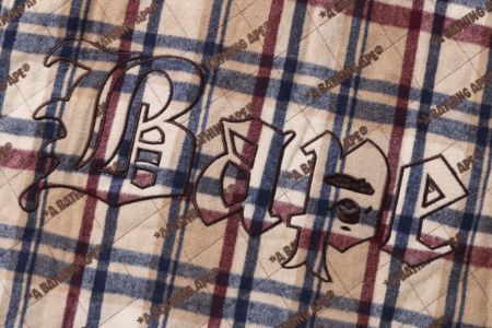 A BATHING APE LOGO CHECK PATTERN  PADDED FLANNEL SHIRT JACKET sold by Bape