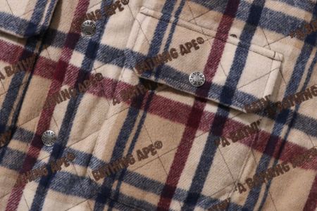 A BATHING APE LOGO CHECK PATTERN  PADDED FLANNEL SHIRT JACKET sold by Bape