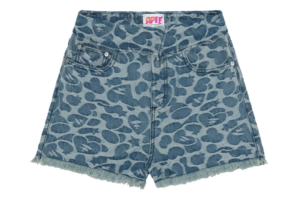 BITE FLIP PATTERN DENIM SHORTS #1 made by Bape